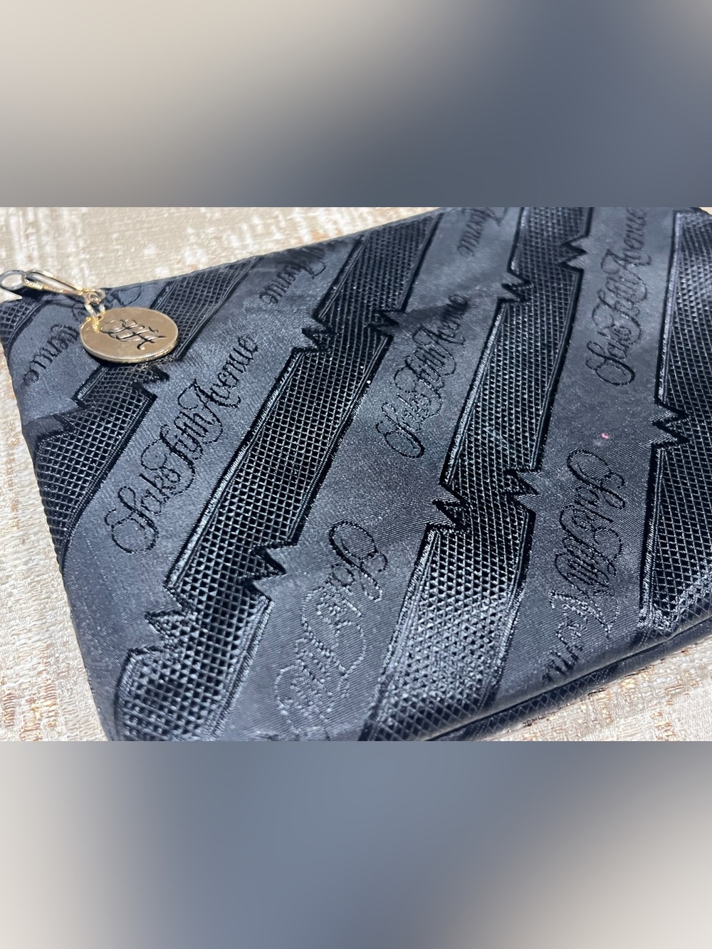 Saks Fifth Avenue Black Logo Cosmetic Bag Pouch